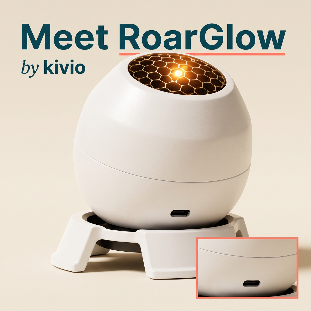 RoarGlow by Kivio white projector and base close-up